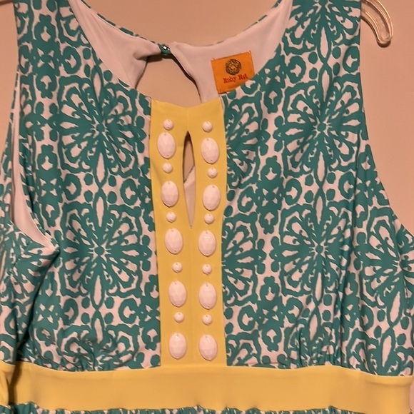 Ruby Road maxi sleeveless dress , aqua/ yellow. XL - Picture 2 of 4